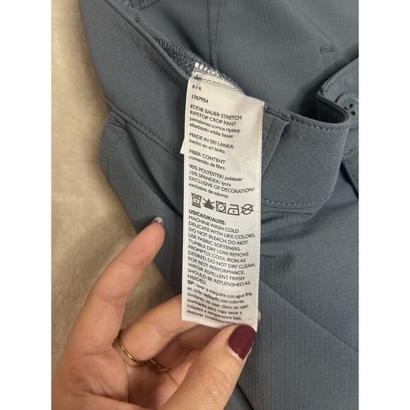 Eddie Bauer Women's 6 Blue Ripstop Crop Capri Pants Cargo Pocket Polyester - Picture 8 of 9